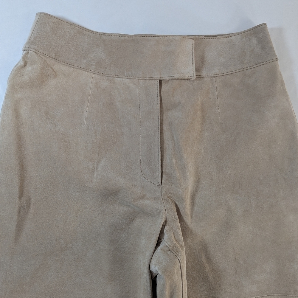 Massini Women's Tan Genuine Suede Leather Pants Size 10 - Picture 3 of 14